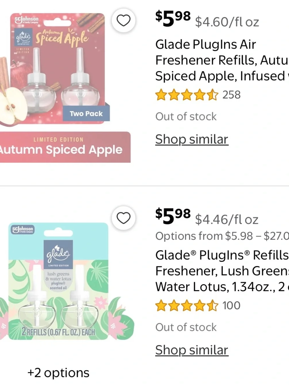 NEW- Glade PlugIns (First Frost/Sparkling Pear) 2 Pack Refills Air Freshener